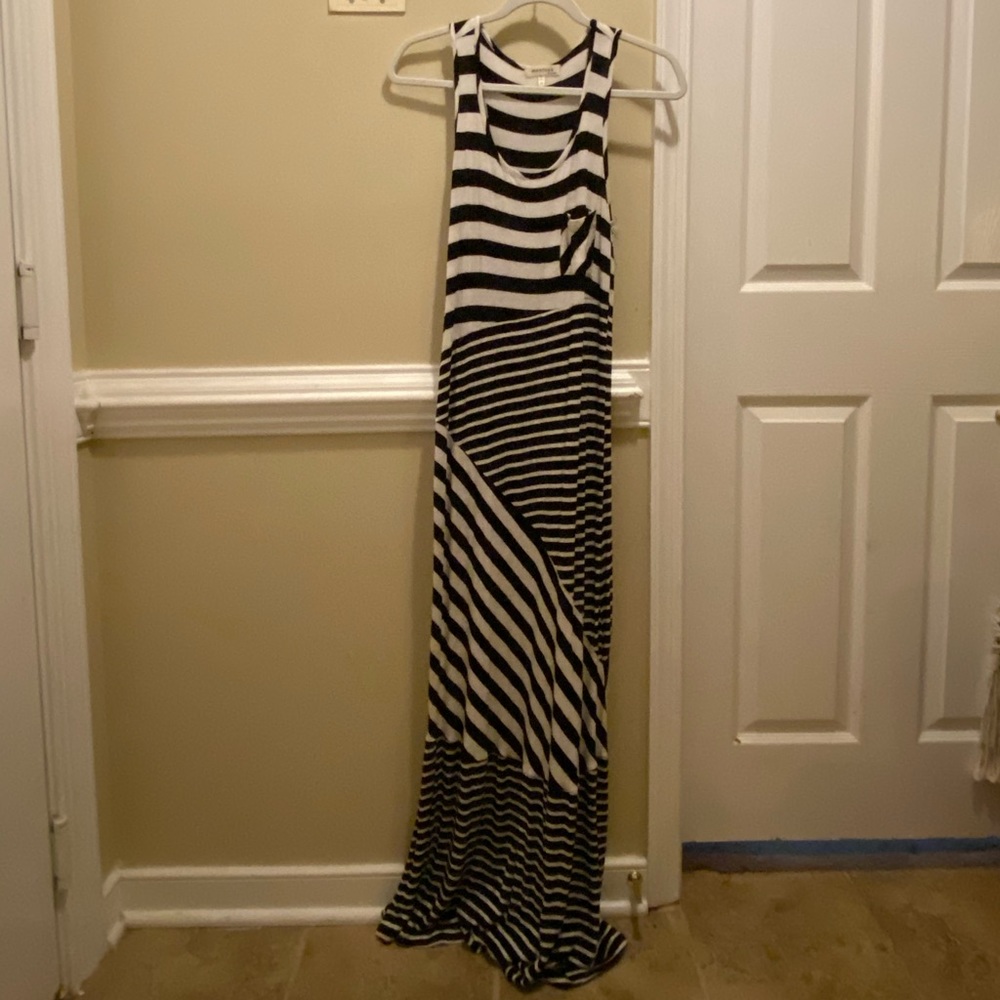 stretchy comfy black&white stripe design Tank Maxi